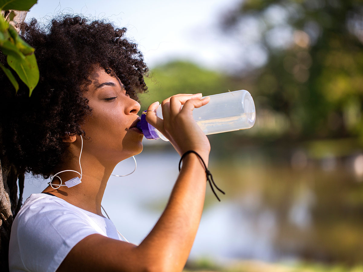 woman drinking water